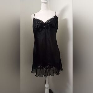 Vintage 2000s Fredericks of Hollywood Lace Slip Dress Plated Trim Sz M